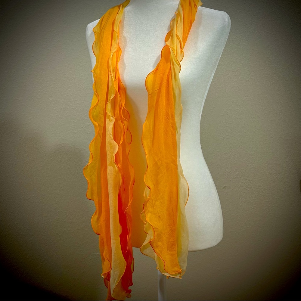 Gorgeous Tri-Toned Sheer Layered Feminine Orange Scarf / Belt